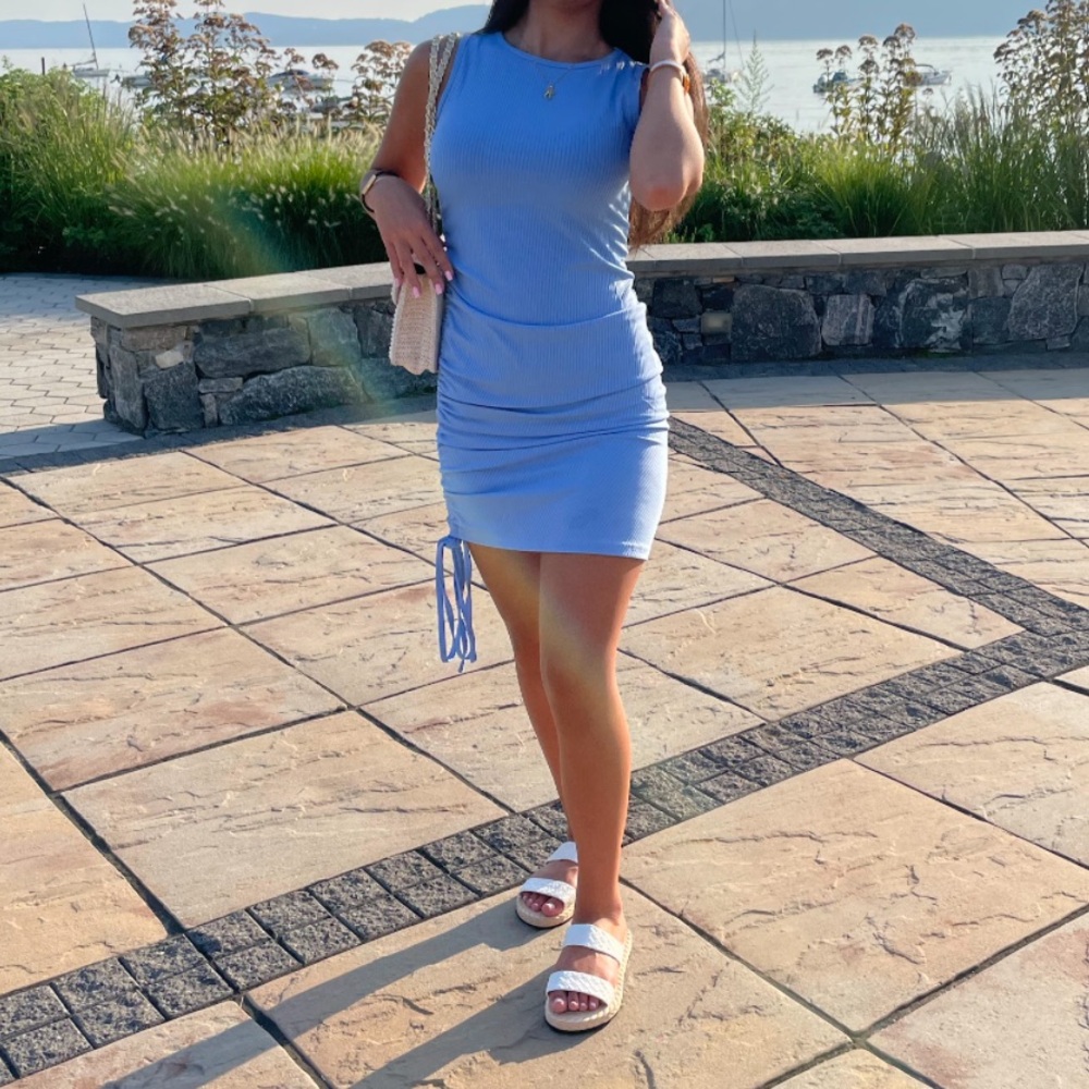 SHEIN Blue Ruched Mini Dress